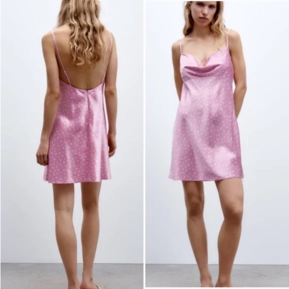 Zara NWT Pink Satin Slip Dress